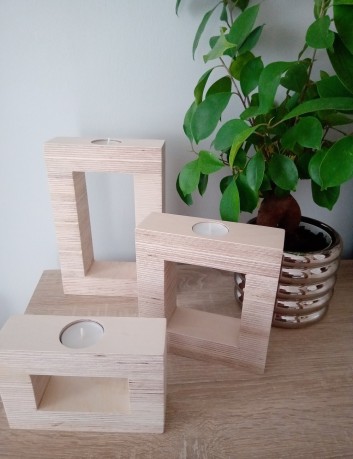 Świeczniki prostokątne komplet 3 sztuki