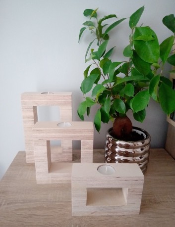 Świeczniki prostokątne komplet 3 sztuki 2